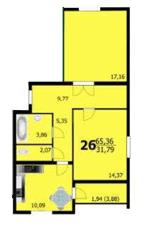 2-комнатная 65.36 м² в ЖК Европейский от 13 500 грн/м², Хмельницкий