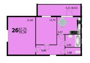 2-комнатная 67.74 м² в ЖК Европейский от 14 300 грн/м², Хмельницкий