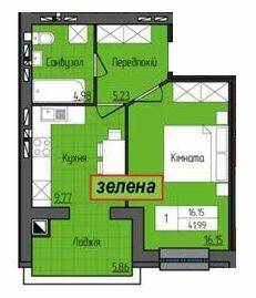 1-кімнатна 41.99 м² в ЖК Grand City Dombrovskyi від 13 500 грн/м², Житомир