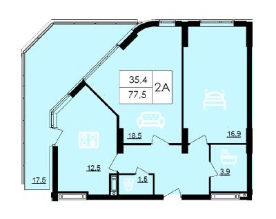 2-комнатная 77.5 м² в ЖК Лесопарковый от 20 900 грн/м², Винница