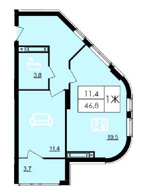 1-комнатная 46.8 м² в ЖК Лесопарковый от 18 500 грн/м², Винница
