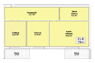 2-кімнатна 79 м² в ЖК Хмельницьке шосе, 40 від 23 050 грн/м², Вінниця