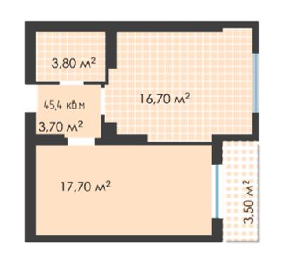 1-кімнатна 45.4 м² в ЖК Неосіті від 21 850 грн/м², Чернівці