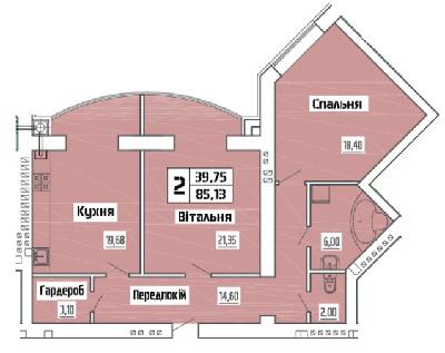 2-комнатная 85.13 м² в ЖК на ул. Коперника, 83 от 24 500 грн/м², Луцк