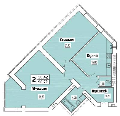 2-комнатная 90.72 м² в ЖК на ул. Коперника, 83 от 24 500 грн/м², Луцк