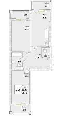 2-кімнатна 68.89 м² в ЖК Парк Совіньон від 20 450 грн/м², смт Таїрове