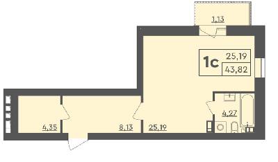 1-комнатная 43.82 м² в ЖК Scandia от 19 000 грн/м², г. Бровары