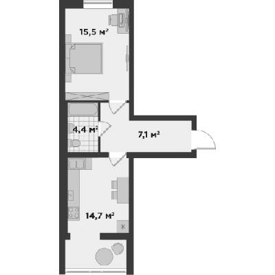 1-комнатная 41.8 м² в ЖК Millennium State от 20 300 грн/м², г. Буча