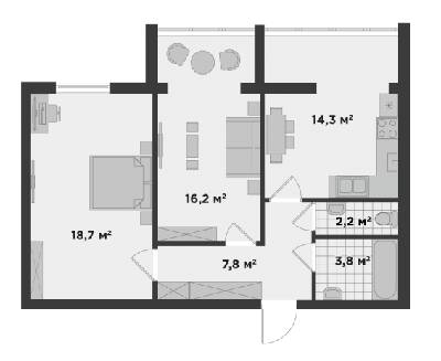 2-комнатная 63.1 м² в ЖК Millennium State от 24 900 грн/м², г. Буча