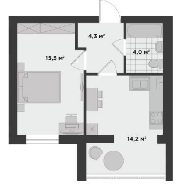 1-кімнатна 38 м² в ЖК Millennium State від 20 300 грн/м², м. Буча