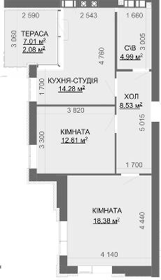2-комнатная 60.87 м² в ЖК Найкращий квартал-2 от 21 000 грн/м², пгт Гостомель