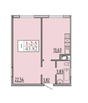 1-кімнатна 43.82 м² в ЖК П'ятдесят восьма Перлина від 17 536 грн/м², Одеса