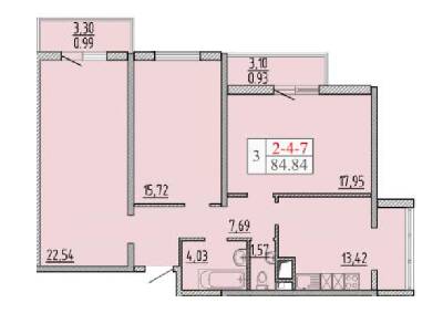 3-кімнатна 84.84 м² в ЖК П'ятдесят восьма Перлина від 16 988 грн/м², Одеса