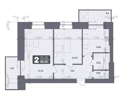 2-кімнатна 68.6 м² в ЖК Стандарт від 17 700 грн/м², Полтава