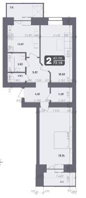 2-комнатная 77.15 м² в ЖК Стандарт от 22 200 грн/м², Полтава