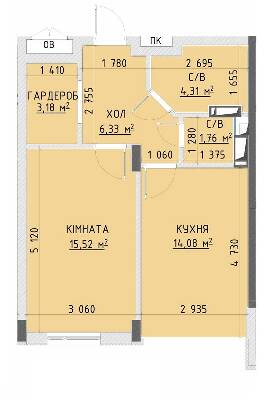 1-комнатная 45.18 м² в ЖК Central Bucha от 29 300 грн/м², г. Буча