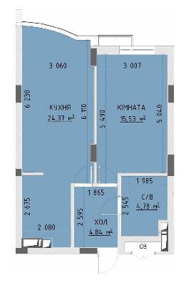 1-кімнатна 49.52 м² в ЖК Central Bucha від 19 000 грн/м², м. Буча