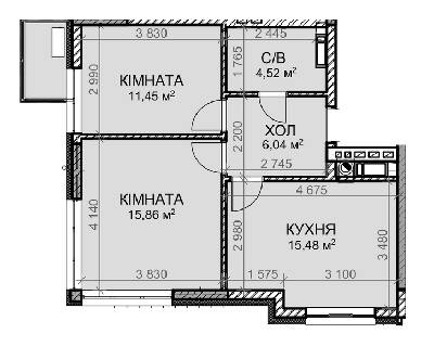 2-комнатная 53.35 м² в ЖК Клубный дом-2 от 30 500 грн/м², Киев