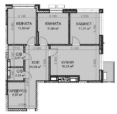 3-комнатная 80.81 м² в ЖК Клубный дом-2 от 35 000 грн/м², Киев
