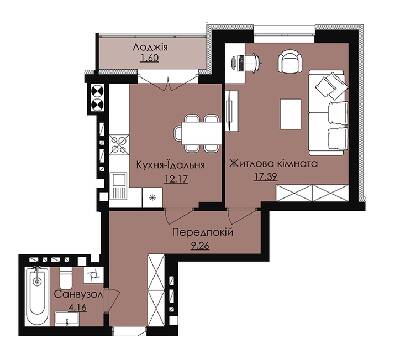 1-комнатная 44.58 м² в КД Waldhausen от 15 500 грн/м², пгт Дубляны