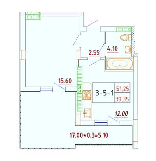 1-комнатная 39.35 м² в ЖК Smart City от 19 050 грн/м², с. Крыжановка