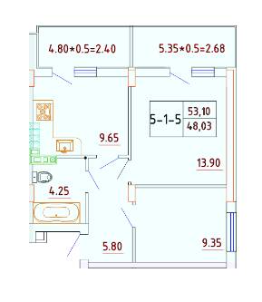 2-кімнатна 48.03 м² в ЖК Smart City від 21 050 грн/м², с. Крижанівка