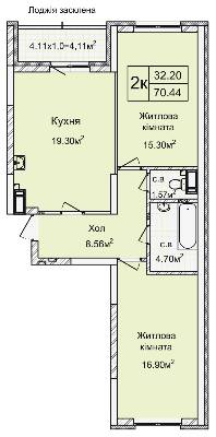 2-комнатная 70 м² в ЖК Святобор от 29 873 грн/м², Киев