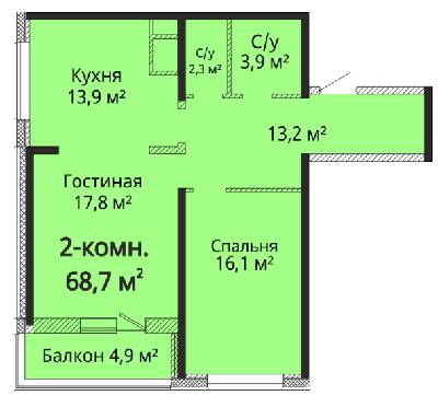 2-комнатная 68.7 м² в ЖК Альтаир 3 от 24 150 грн/м², Одесса