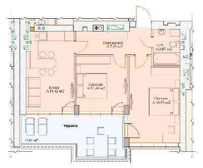 2-комнатная 55.11 м² в ЖК Паркова Оселя от 18 000 грн/м², г. Буча