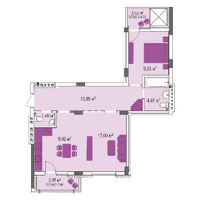 2-кімнатна 58.04 м² в ЖК Лавандовий від 21 379 грн/м², м. Бровари