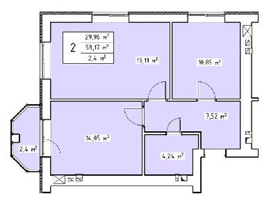 2-комнатная 58.17 м² в ЖК Волошковый от 21 300 грн/м², с. Софиевская Борщаговка