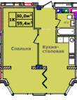 1-кімнатна 59.4 м² в ЖК Comfort City Рибінський від 23 000 грн/м², Дніпро