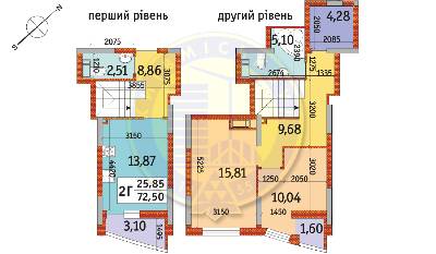 2-комнатная 72.5 м² в ЖК Радужный от 23 716 грн/м², Киев