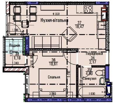 1-кімнатна 36.43 м² в ЖК Метрополія-2 від 37 000 грн/м², Київ