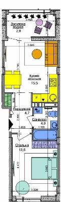 1-комнатная 40.6 м² в ЖК Respublika от 44 320 грн/м², Киев