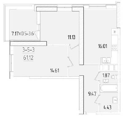 2-комнатная 61.12 м² в ЖК KADORR City от 26 950 грн/м², Одесса