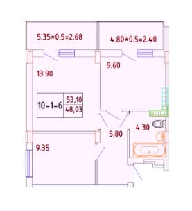 2-кімнатна 48.03 м² в ЖК Smart City від 21 000 грн/м², с. Крижанівка