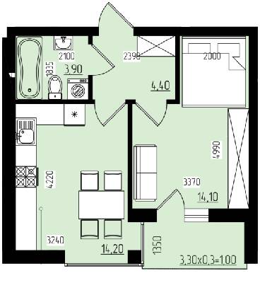 1-кімнатна 37.6 м² в КБ White and Wood від 35 400 грн/м², Чернівці