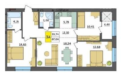 3-комнатная 87.06 м² в ЖК Амстердам от 17 500 грн/м², с. Струмовка