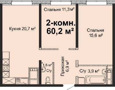 2-комнатная 60.2 м² в ЖК Скай Сити от 23 500 грн/м², Одесса
