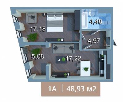 1-комнатная 48.93 м² в ЖК Вежа на Ломоносова от 46 100 грн/м², Киев