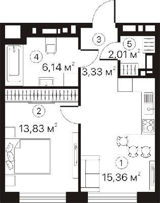 1-комнатная 40.67 м² в ЖК Terracotta от 26 670 грн/м², Киев
