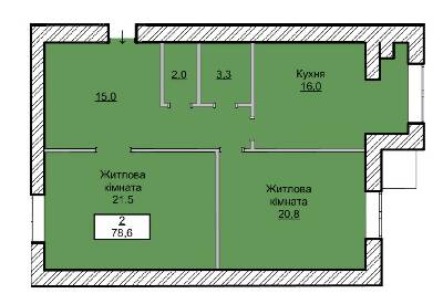 2-кімнатна 78.6 м² в ЖК Зелений від 17 500 грн/м², м. Біла Церква