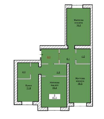 3-комнатная 80.3 м² в ЖК Зеленый от 17 000 грн/м², г. Белая Церковь