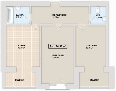 2-кімнатна 74 м² в ЖК Містечко Козацьке від 12 300 грн/м², Івано-Франківськ