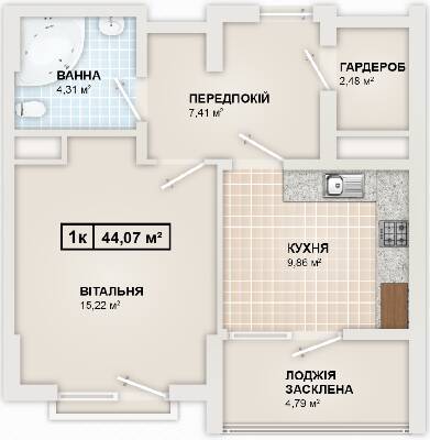 1-комнатная 44 м² в ЖК HydroPark DeLuxe от 22 000 грн/м², Ивано-Франковск
