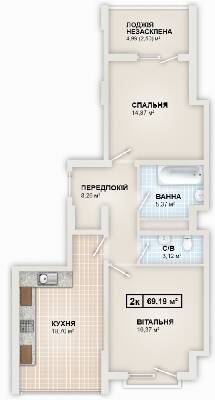 2-кімнатна 69.19 м² в ЖК HydroPark DeLuxe від 25 500 грн/м², Івано-Франківськ