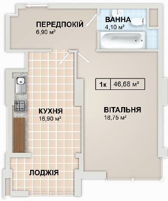 1-комнатная 46.68 м² в ЖК LYSTOPAD от 15 800 грн/м², Ивано-Франковск