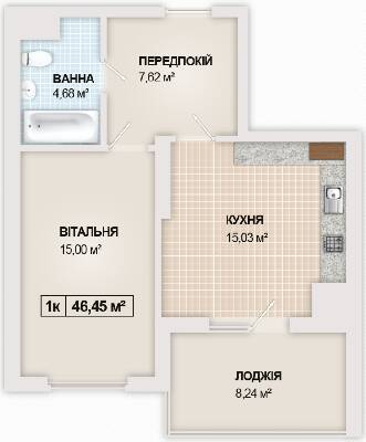 1-кімнатна 46.5 м² в ЖК Sonata від 13 100 грн/м², Івано-Франківськ