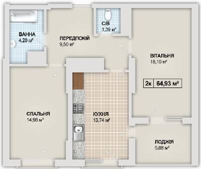2-комнатная 64.9 м² в ЖК Sonata от 13 100 грн/м², Ивано-Франковск
